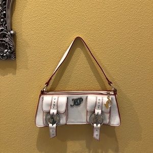 Baby Phat white and red trimmed leather purse